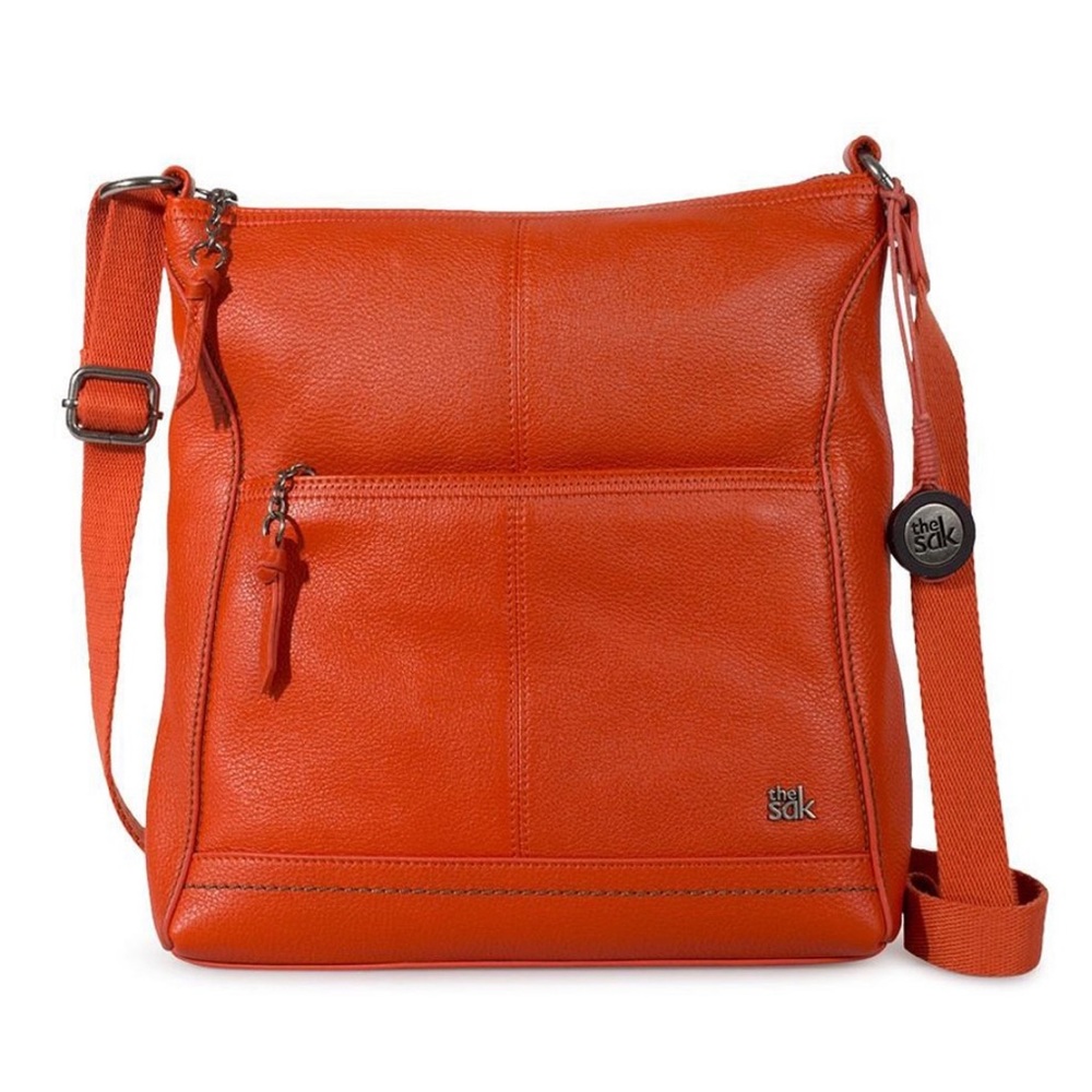 The Sak Leather Crossbody Bag Pebbled Soft Leather Soft Burnt Orange